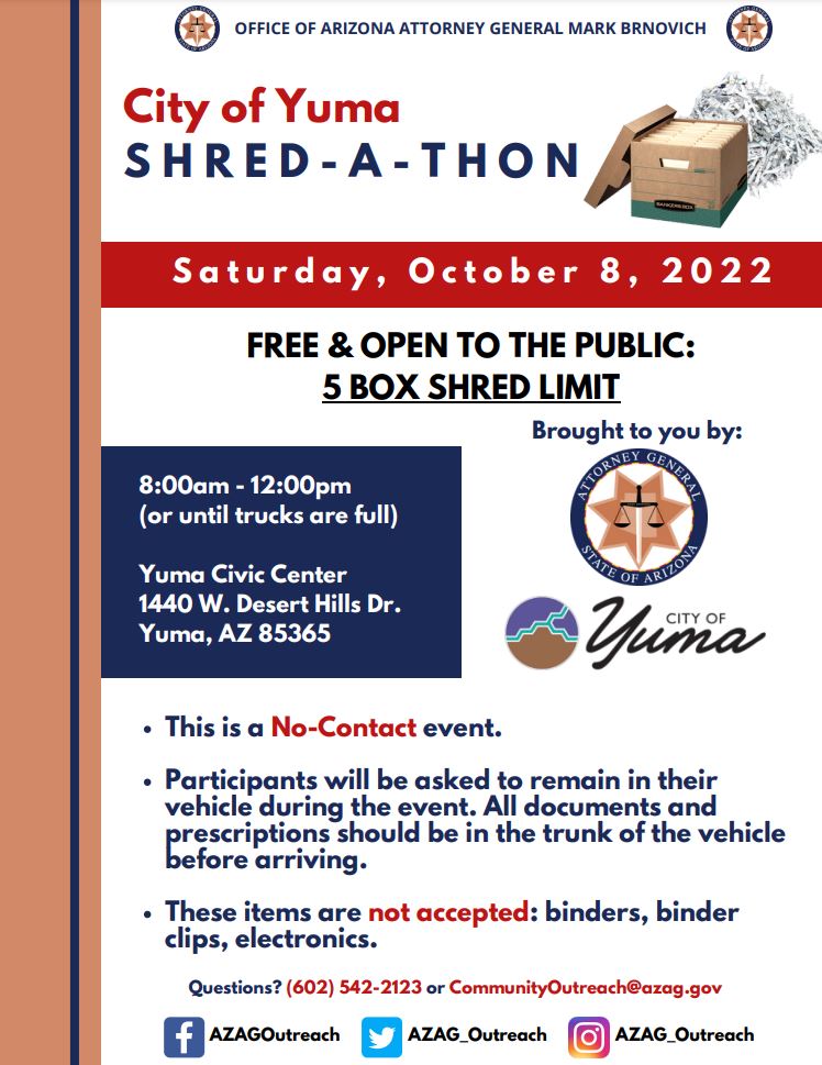 Free Document ShredaThon Community Event This Weekend in Yuma